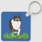 Aussies Australische Herder Honden Tropische blade Sleutelhanger (Achterkant)