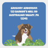 Aussies Australische Herder Honden Tropische blade Vierkante Sticker (Voorkant)