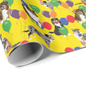 Aussies Australische Shelherds en Feestballonnen Cadeaupapier (Rol Hoek)