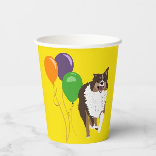 Aussies Australische Shelherds en Feestballonnen Papieren Bekers (Achterkant)