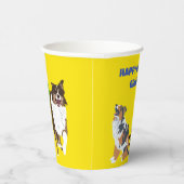 Aussies Australische Shelherds en Feestballonnen Papieren Bekers (Rechts)