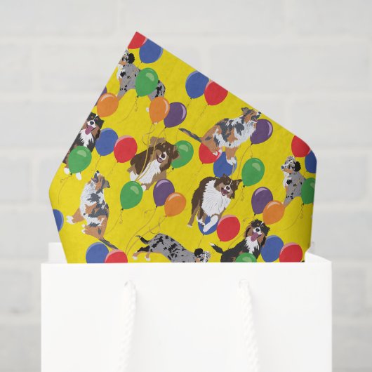 Aussies Australische Shelherds en Feestballonnen Tissuepapier (Cadeauzakje)