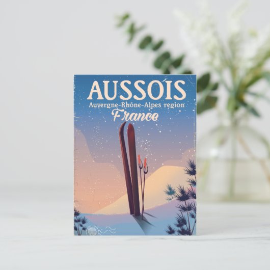 Aussois Auvergne-Rhône-Alpes France ski poster Briefkaart (Staand voorkant)