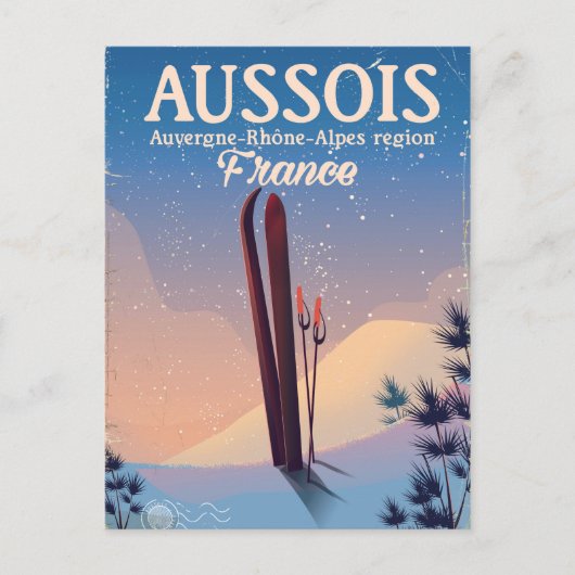 Aussois Auvergne-Rhône-Alpes France ski poster Briefkaart (Voorkant)