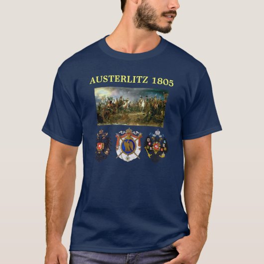 Austerlitz wapenschild met slagkaart t-shirt (Voorkant)