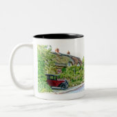 Austin 7 buiten dat huisje tweekleurige koffiemok (Links)