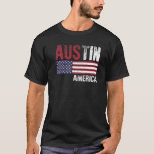 Austin America Vlag Amerikaanse Mannen vrouwen Kin T-shirt