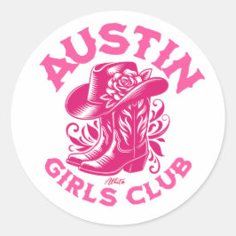Austin Bachelorette Bloemen Cowgirl Roze Ronde Sticker