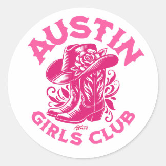 Austin Bachelorette Bloemen Cowgirl Roze Ronde Sticker