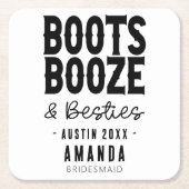 Austin Bachelorette Boots Booze Besties Custom Kartonnen Onderzetters (Voorkant)