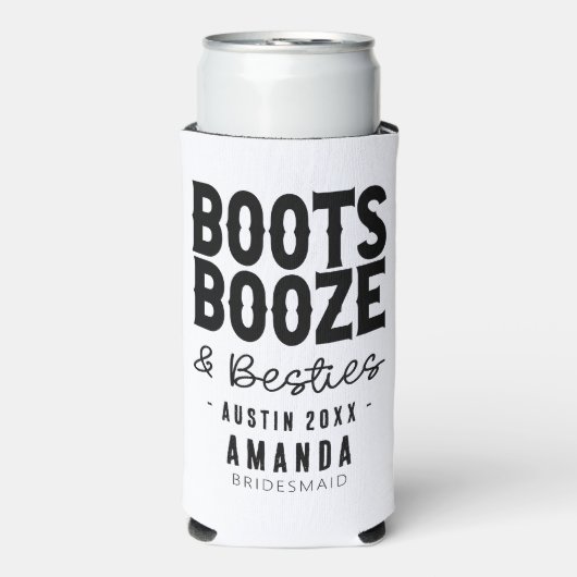 Austin Bachelorette Boots Booze Besties Custom Seltzer Blikjeskoeler (Seltzer Voorkant)