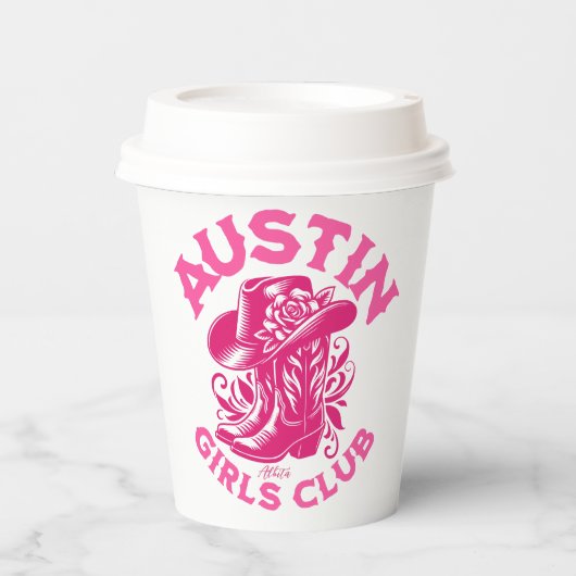 Austin Bachelorette Cowboy pet Roze Papieren Bekers (Voorkant)