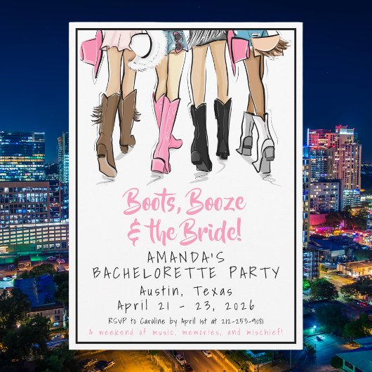 Austin Bachelorette Party Boots & Besties Kaart