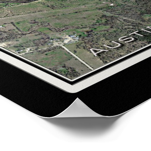 Austin-Bergstrom Intl Airport Texas Satellite Map Poster (Hoek)