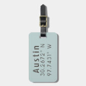 Austin Breedtegraad Lengtegraad Aanpasbaar Bagagelabel (Voorkant verticaal)