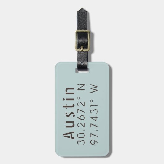Austin Breedtegraad Lengtegraad Aanpasbaar Bagagelabel (Voorkant verticaal)