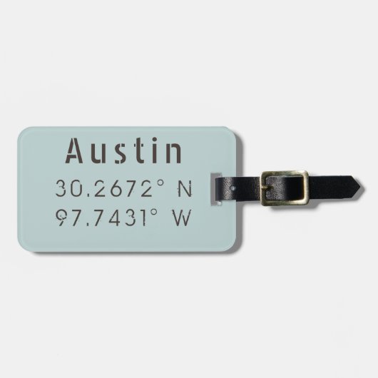 Austin breedtegraad lengtegraad bagagelabel (Voorkant horizontaal)