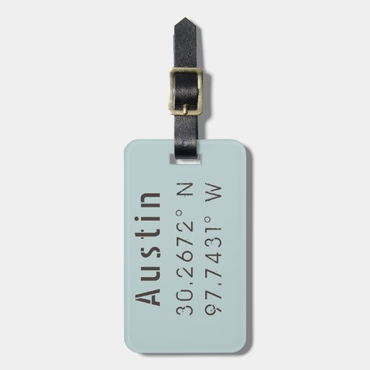Austin breedtegraad lengtegraad bagagelabel (Voorkant verticaal)