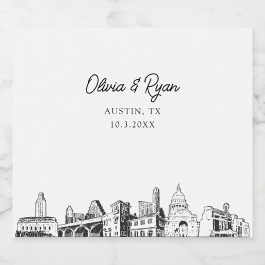 Austin Bruiloft gepersonaliseerd Champagne Label Sparkling Wijnetiket (Enkel label)