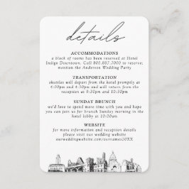 Austin bruiloft kleine verticale details informatiekaartje