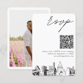 Austin Bruiloft RSVP QR Code Kleine Behuizing Kaar Informatiekaartje