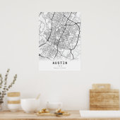 Austin City Cartografie Kaart Poster (Keuken)