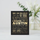 Austin City of Texas State Typography Art Briefkaart (Staand voorkant)