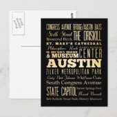 Austin City of Texas State Typography Art Briefkaart (Voorkant / Achterkant)