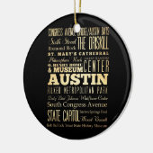 Austin City of Texas State Typography Art Keramisch Ornament (Links)