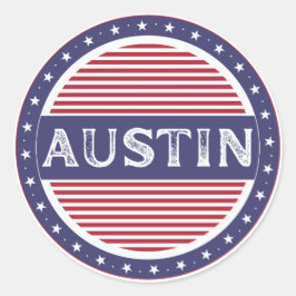 Austin City Pride Embleem – Amerikaanse identiteit Ronde Sticker