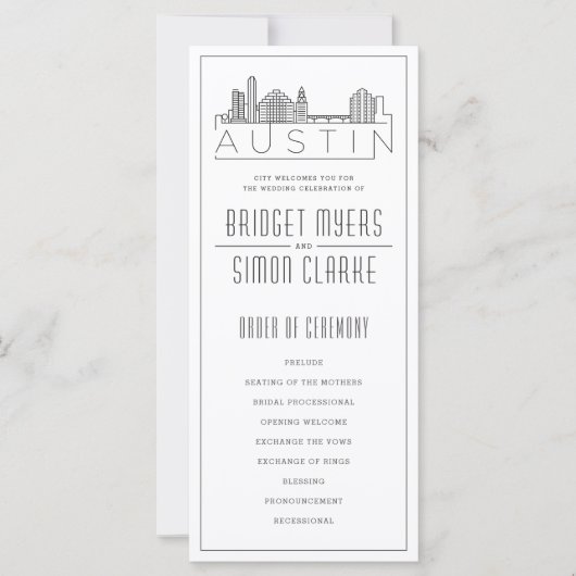 Austin City Stylized Skyline | Weddenschap (Voorkant)
