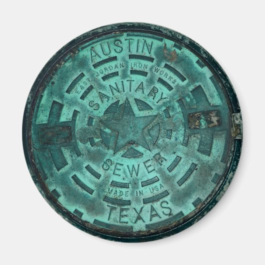 Austin City Texas Manhole-Hoesje Magneet (Voorkant)