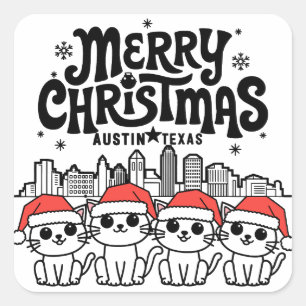Austin City Texas Merry Christmas Cats Verenigde S Vierkante Sticker