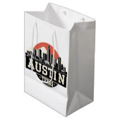Austin City Texas Skyline Retro Black & White Art Medium Cadeauzakje (Voorkant Gekanteld)