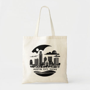 Austin City Texas Skyline Retro Zwart-wit kunst Tote Bag