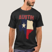 Austin City Texas Texan Flag Map T-shirt (Voorkant)