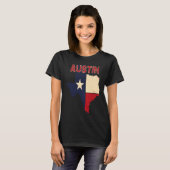 Austin City Texas Texan Flag Map T-shirt (Voorkant volledig)