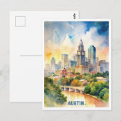Austin City Waterverf schilderij Briefkaart (Voorkant / Achterkant)