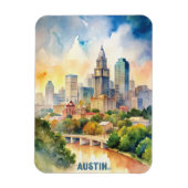 Austin City Waterverf schilderij Magneet (Verticaal)