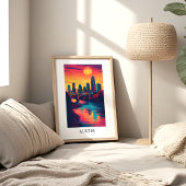 Austin City Zonsondergang Skyline Poster