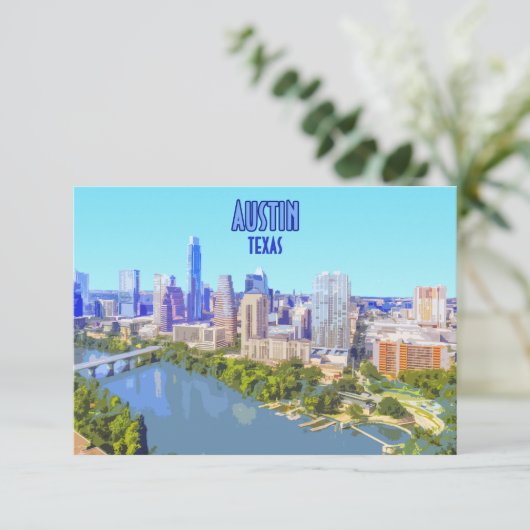 Austin Downtown Texas  Flat Kaart (Staand voorkant)