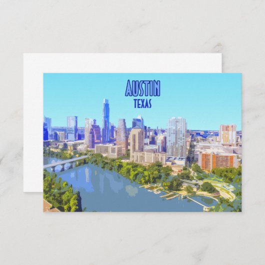 Austin Downtown Texas  Flat Kaart (Voorkant / Achterkant)