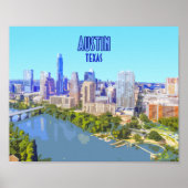 Austin Downtown Texas  Poster (Voorkant)