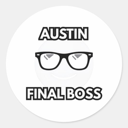 Austin Eindbaas Cool Emoji Ronde Sticker (Voorkant)