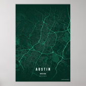 Austin Emerald Kaart Print Texas Stad Poster Cadea (Voorkant)