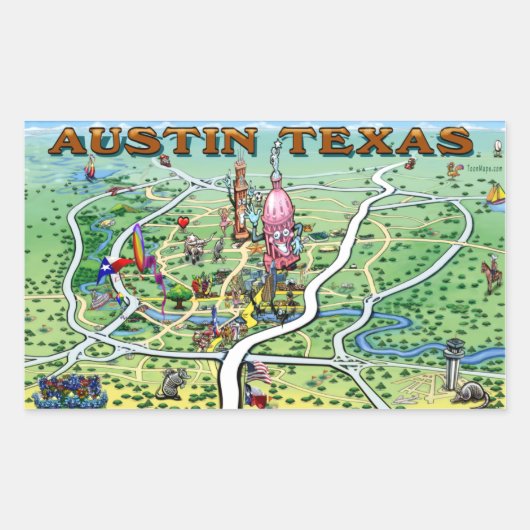 Austin Fun Map Rechthoekige Sticker (Voorkant)