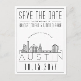Austin | Gestileerde skyline De datum opslaan Briefkaart