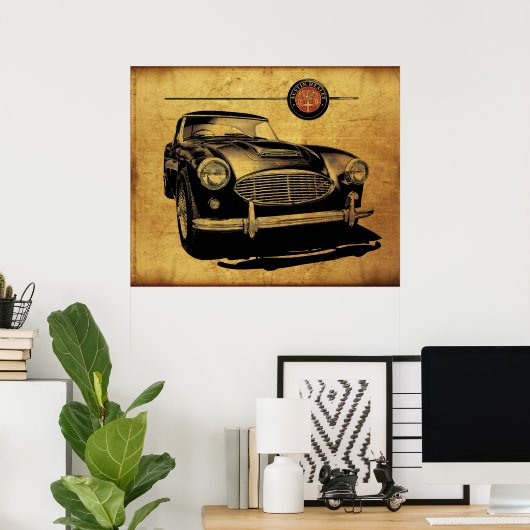 Austin Healey 3000 Black Poster (Thuiskantoor)