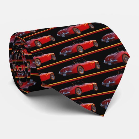 Austin Healey Man Necktie / Stripes Stropdas (Opgerold)