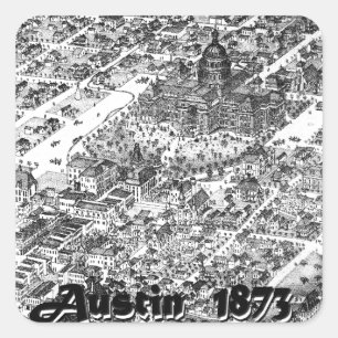 Austin Historische kaart 1873 Vierkante Sticker